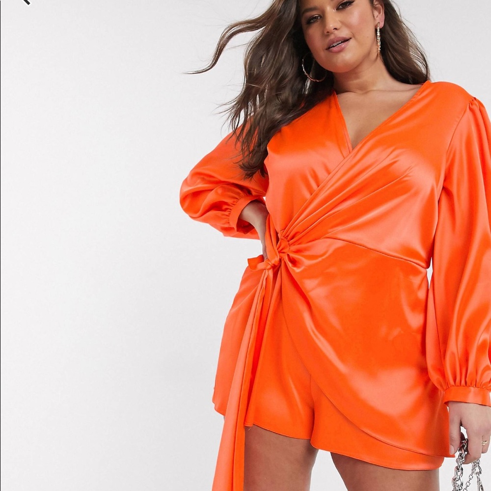Asos curve brand new orange romper size us 14